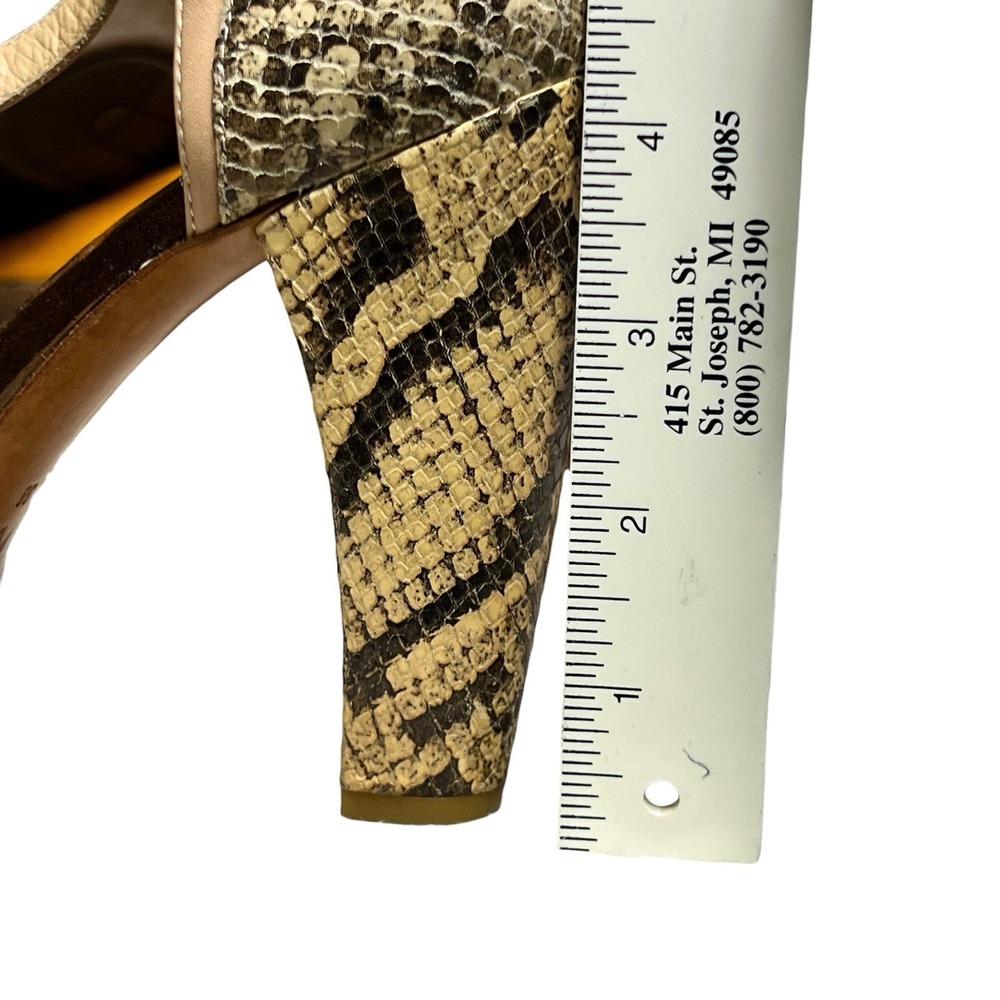 Massimo Dutti Snake Print Sandals 38 Ankle Strap Block Heel Peep Toe 4.25" Heel - Picture 12 of 12
